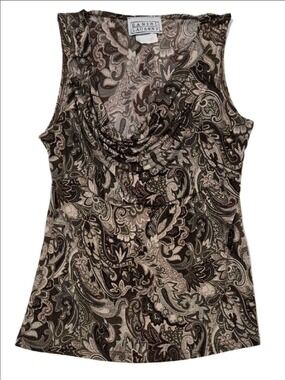 Danial Laurent Brown Paisley Cowl Neck Tank Top Size M